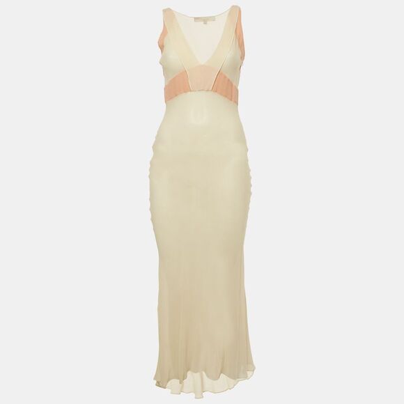 Vanessa Bruno Cream Silk Sleeveless Maxi Dress S